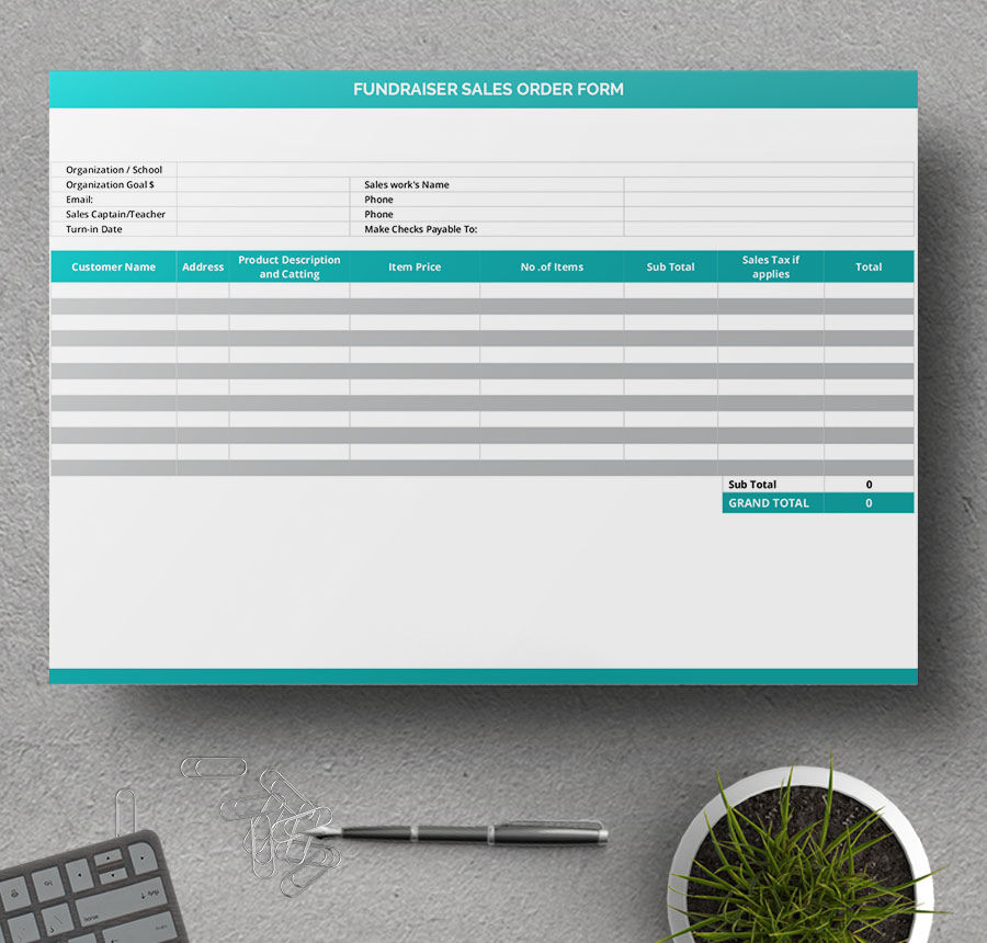 Formulario de pedido para recaudación de fondos