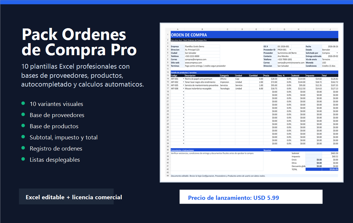 Pack Ordenes de Compra Pro