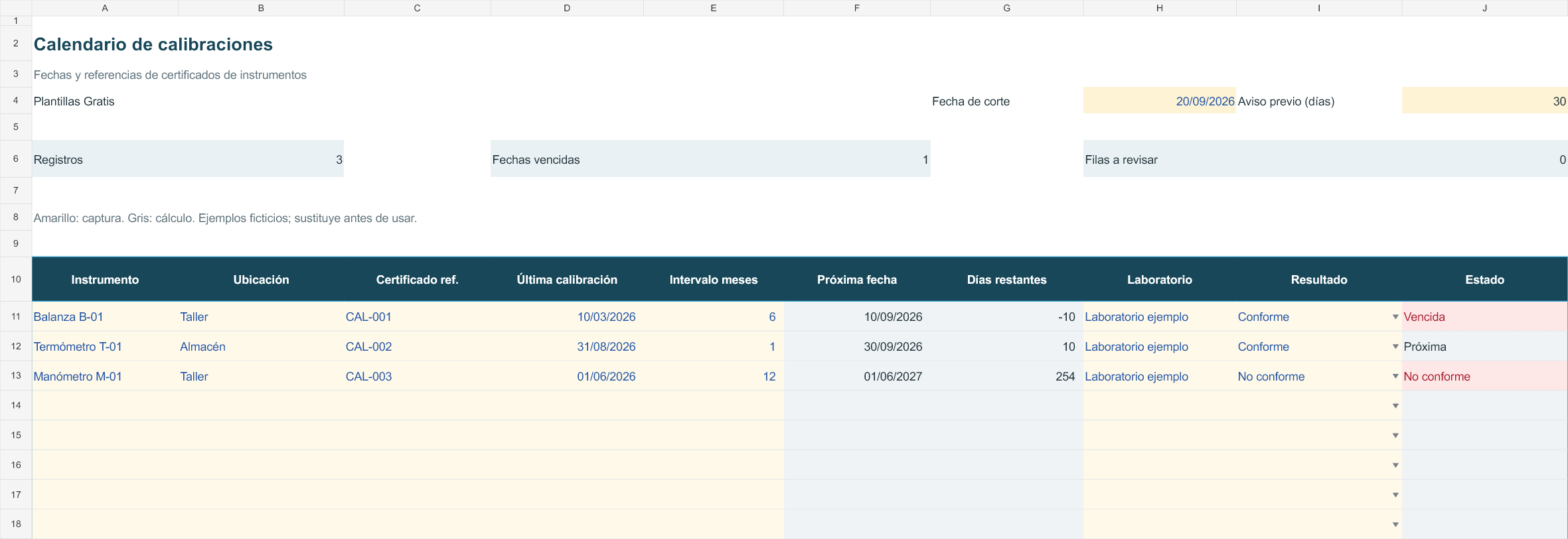 Captura real parcial: calendario y resultados introducidos manualmente.