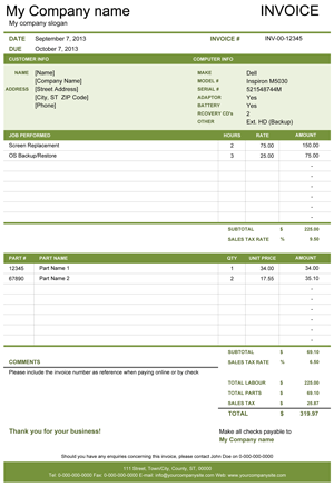 5 Plantillas gratis en formato Excel para crear facturas de reparación de computadoras