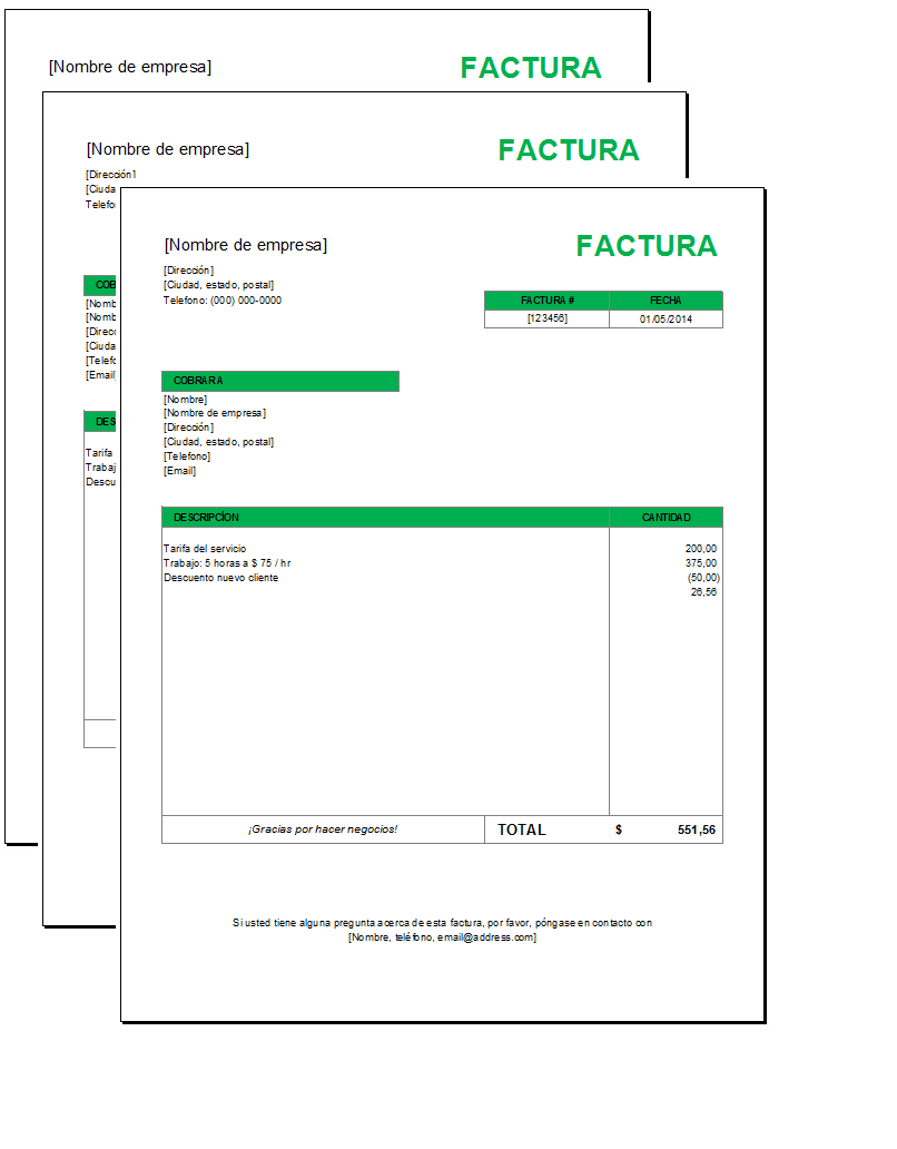 Factura básica con Excel