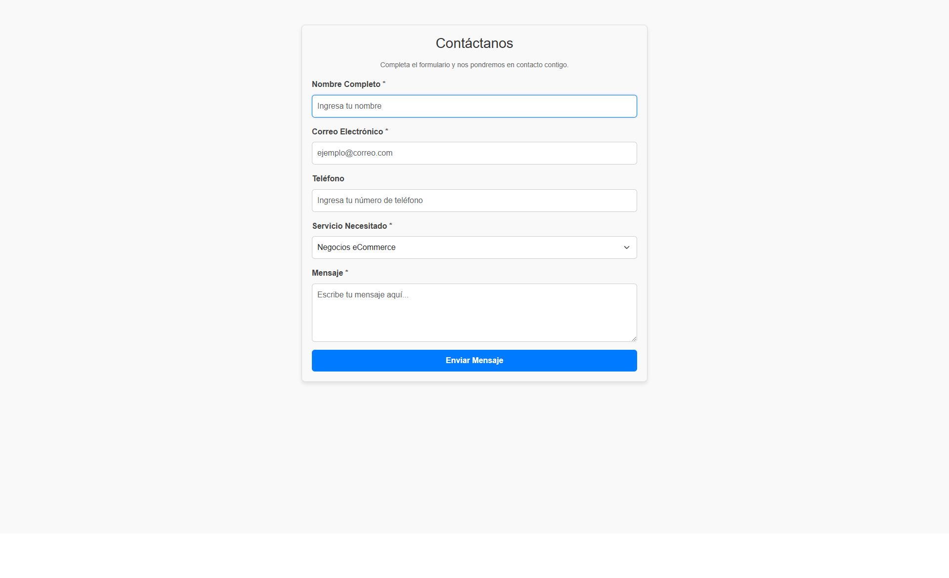 Formulario de contacto Simple con Bootstrap 5
