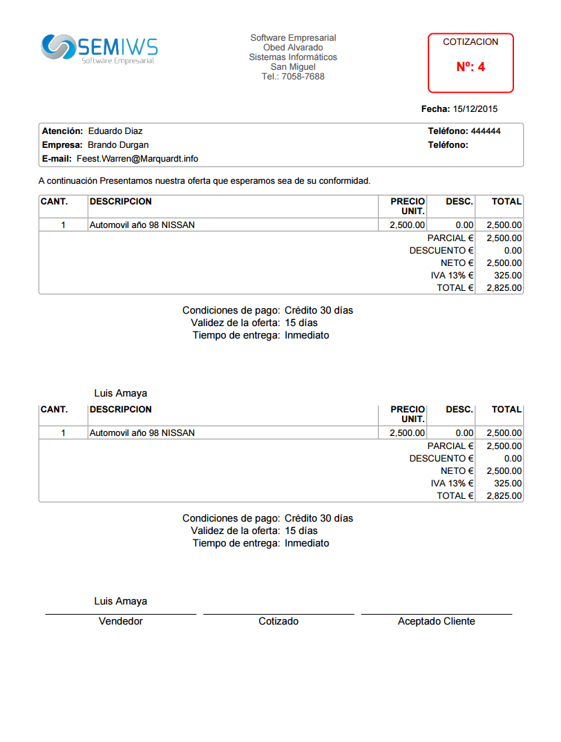 Formato de cotizaciones