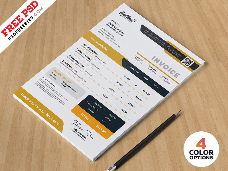 Plantilla de factura comercial PSD