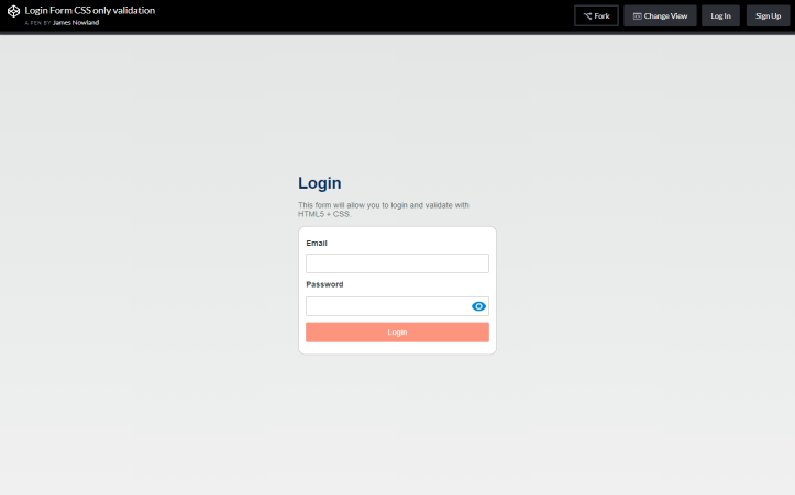Login Form CSS only validation